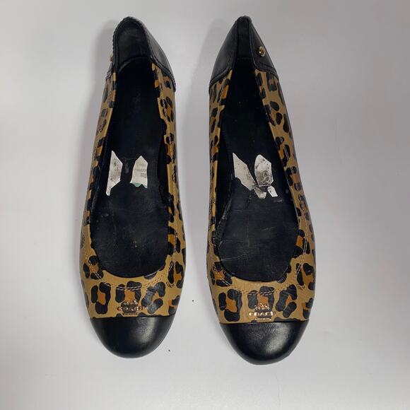 Coach Ocelot Chelsea Leopard Cheetah Animal Print Leather Flats Women's Size 11 - Picture 1 of 11